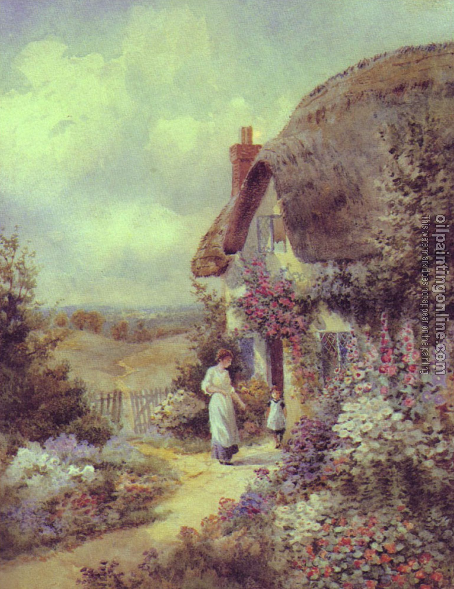 Oil Painting Reproduction - A cottage garden, Dorset